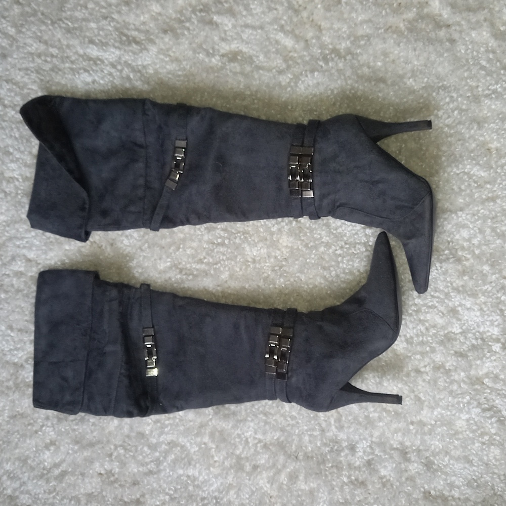 Grey High Heel Boots